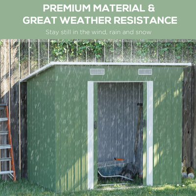 Outsunny 7 x 4ft Outdoor Garden Metal Storage Shed, Tool Storage Box for Backyard, Patio and Lawn, Light Green 