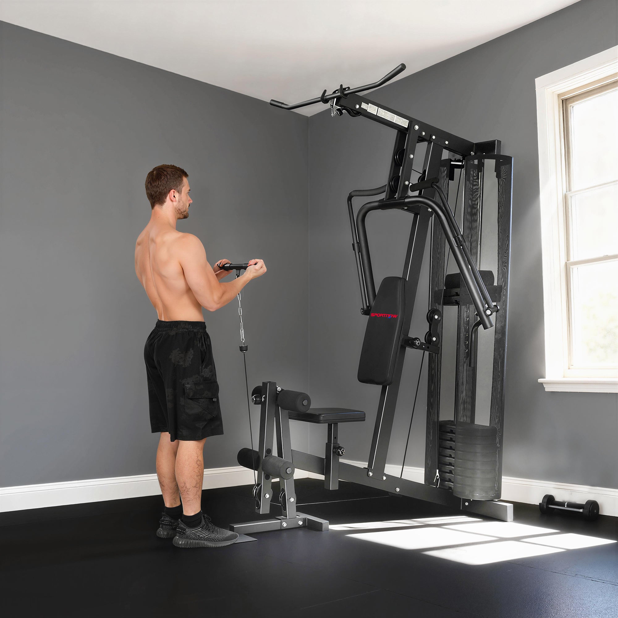SPORTNOW Multi Gym with Adjustable Seat and Back, All in One Home Gym Machine with 45kg Weight Stack for Full Body Strength Training 