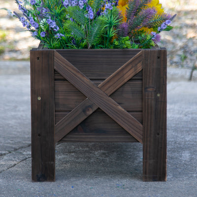 Outsunny 58L Garden Raised Bed Planter Grow Containers for Outdoor Patio Plant Flower Vegetable Pot Fir Wood, 100 x 36.5 x 36 cm, Carbonized Colour 