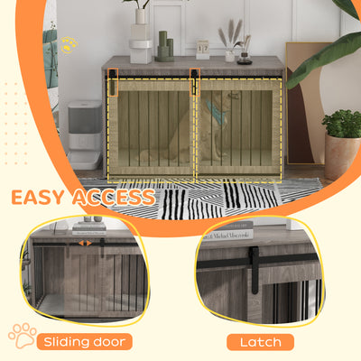PawHut 118cm Dog Crate Furniture with Removable Cushion for Extra Large Dogs - Walnut Brown 