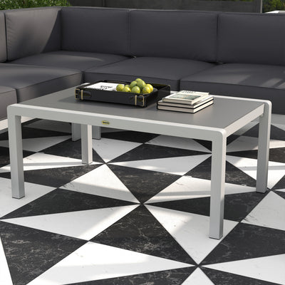 Outsunny Five-Piece Aluminium Garden Sofa Set, with Glass-Top Table - Grey 