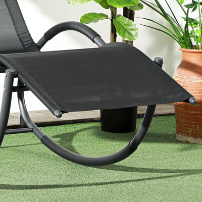 Outsunny Steel Frame Zero Gravity Rocking Chair, with Pillow - Black 