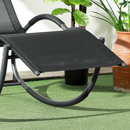 Outsunny Steel Frame Zero Gravity Rocking Chair, with Pillow - Black 