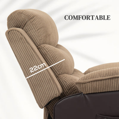 HOMCOM Power Lift Recliner Chair for Elderly, Patchwork Design Oversized Electric Riser and Recliner Armchair for Living Room with Remote Control, USB Port and 2 Side Pockets, Brown 