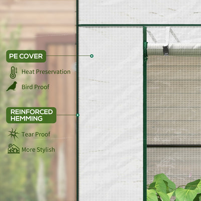 Outsunny PE Cover Walk-in Outdoor Greenhouse, White 