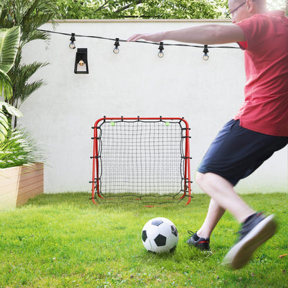 HOMCOM Double Sided Football Rebounder Net, Football Rebound Goal with Five Adjustable Angles, Red 