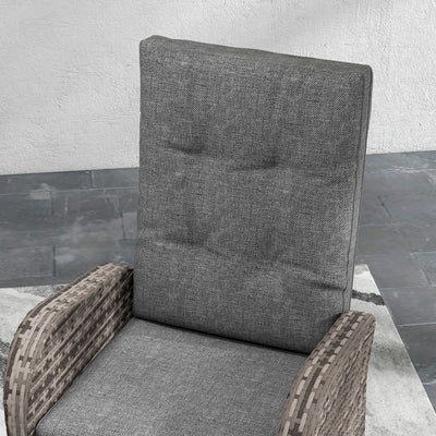 Outsunny 2 Seater Patio Rattan Chaise Lounge Sofa Set with Fabric Cushion, Grey and Brown 