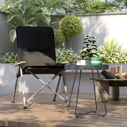 Outsunny Portable Camping Chair for Adults, High Back Folding Chair with Padded Seat and Carry Bag, Outdoor Recliner for Hiking, Fishing, Beach and Picnic, Black 