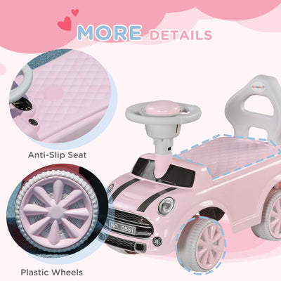 AIYAPLAY Foot To Floor Ride On Car Sliding Car w/ Air Horn, Anti-Over-Backwards, 18 to 36 Months - Pink 