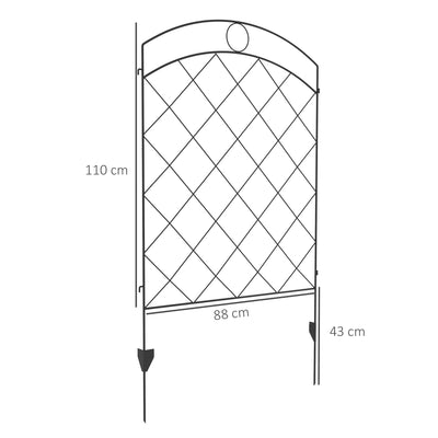 Outsunny Decorative Garden Fencing, 43in x 11.4ft Outdoor Picket Fence Panels, 8PCs Rustproof Steel Wire Landscape Flower Bed Border Edging Animal Barrier, Black 