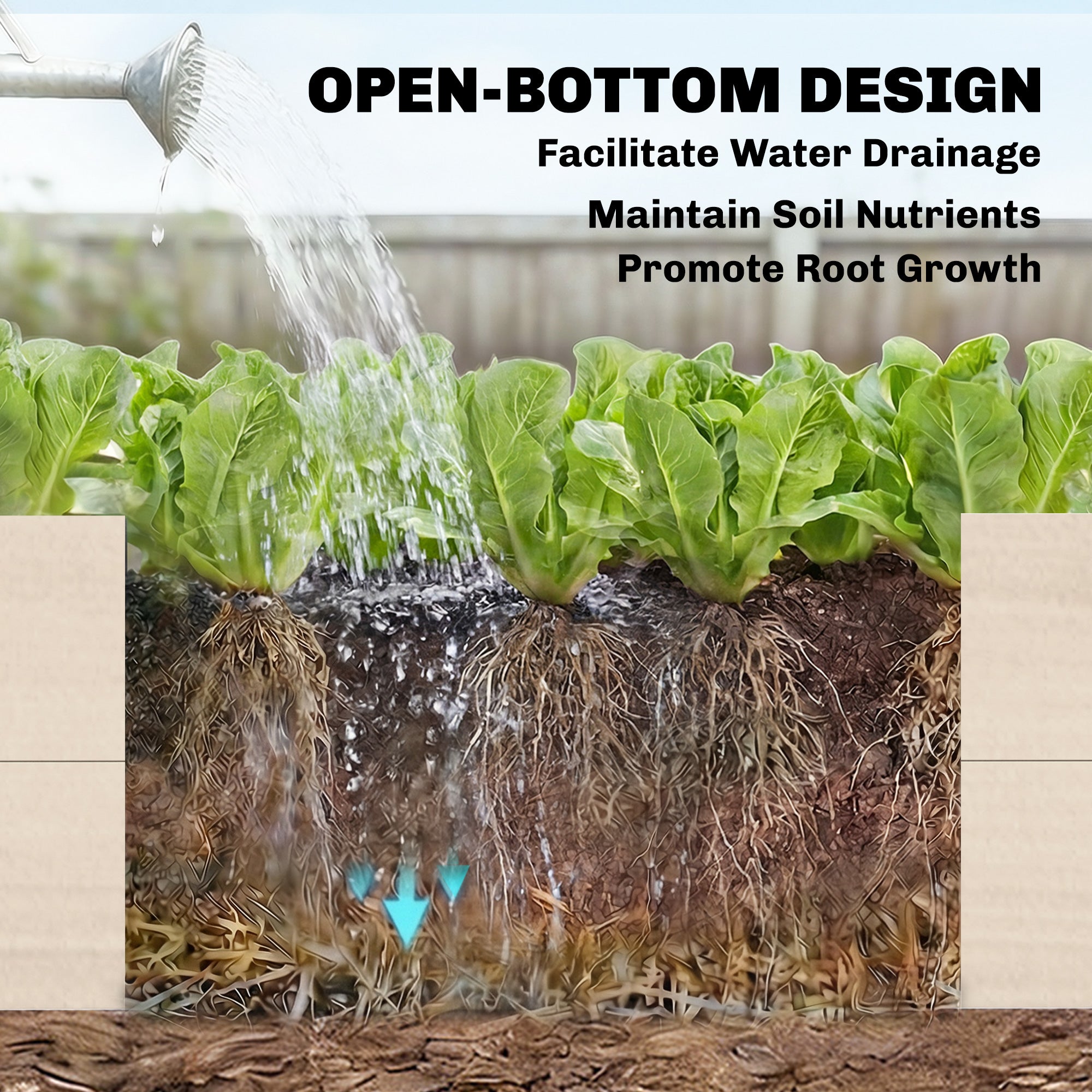 Outsunny Wooden Raised Bed for Garden, 620L Extra Large Raised Garden Bed with Open Bottom, Outdoor Elevated Planter Box 