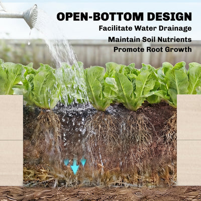 Outsunny Wooden Raised Bed for Garden, 620L Extra Large Raised Garden Bed with Open Bottom, Outdoor Elevated Planter Box 