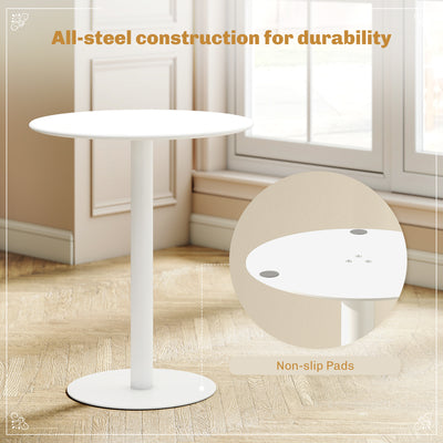 HOMCOM Dining Table, Round Kitchen Table with Steel Base for Living Room, Dining Room, 60 x 60 x 72cm, White 