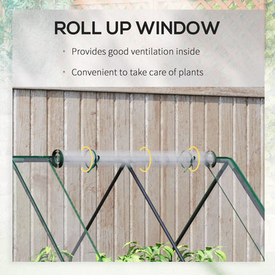 Outsunny Raised Garden Bed with Greenhouse, Steel Planter Box with Plastic Cover, Roll Up Window, Dual Use for Flowers, Vegetables, Fruits and Herbs, 127L x 95W x 92H cm, Clear 