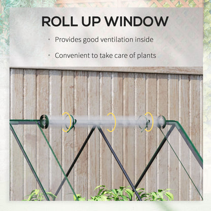 Outsunny Raised Garden Bed with Greenhouse, Steel Planter Box with Plastic Cover, Roll Up Window, Dual Use for Flowers, Vegetables, Fruits and Herbs, 127L x 95W x 92H cm, Clear 