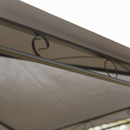 Outsunny 3x3(m) Outdoor Patio Gazebo Steel Canopy Tent Pavilion 2-Tier Roof Top Garden Sunshade Grey 