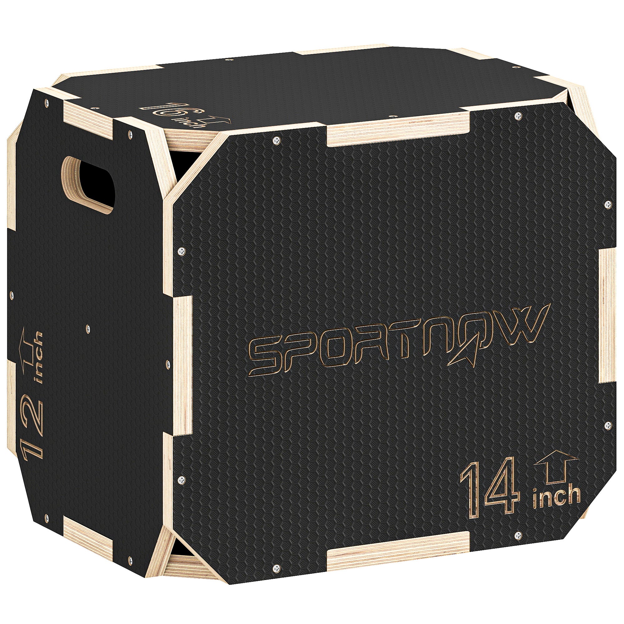 SPORTNOW Non-Slip Plyo Box, Corner-free Wooden Jump Box, 31 x 36 x 41 cm 