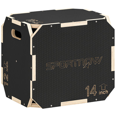 SPORTNOW Non-Slip Plyo Box, Corner-free Wooden Jump Box, 31 x 36 x 41 cm 