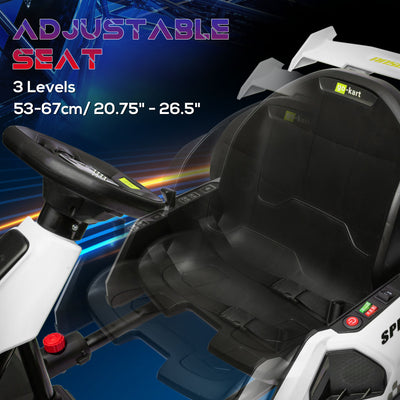 HOMCOM 24V Electric Go Kart for Kids with Adjustable Seat for 6-12 Years, White 