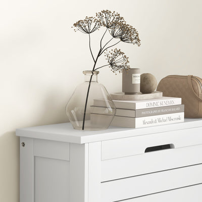 HOMCOM Narrow Shoe Cabinet with 3 Flip Drawers - White 