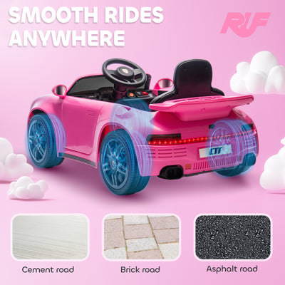 AIYAPLAY Licensed RUF CTR 2017 Electric Car for Kids, with Remote Control, Soft Start, MP3 Player, LED Lights, Pink 