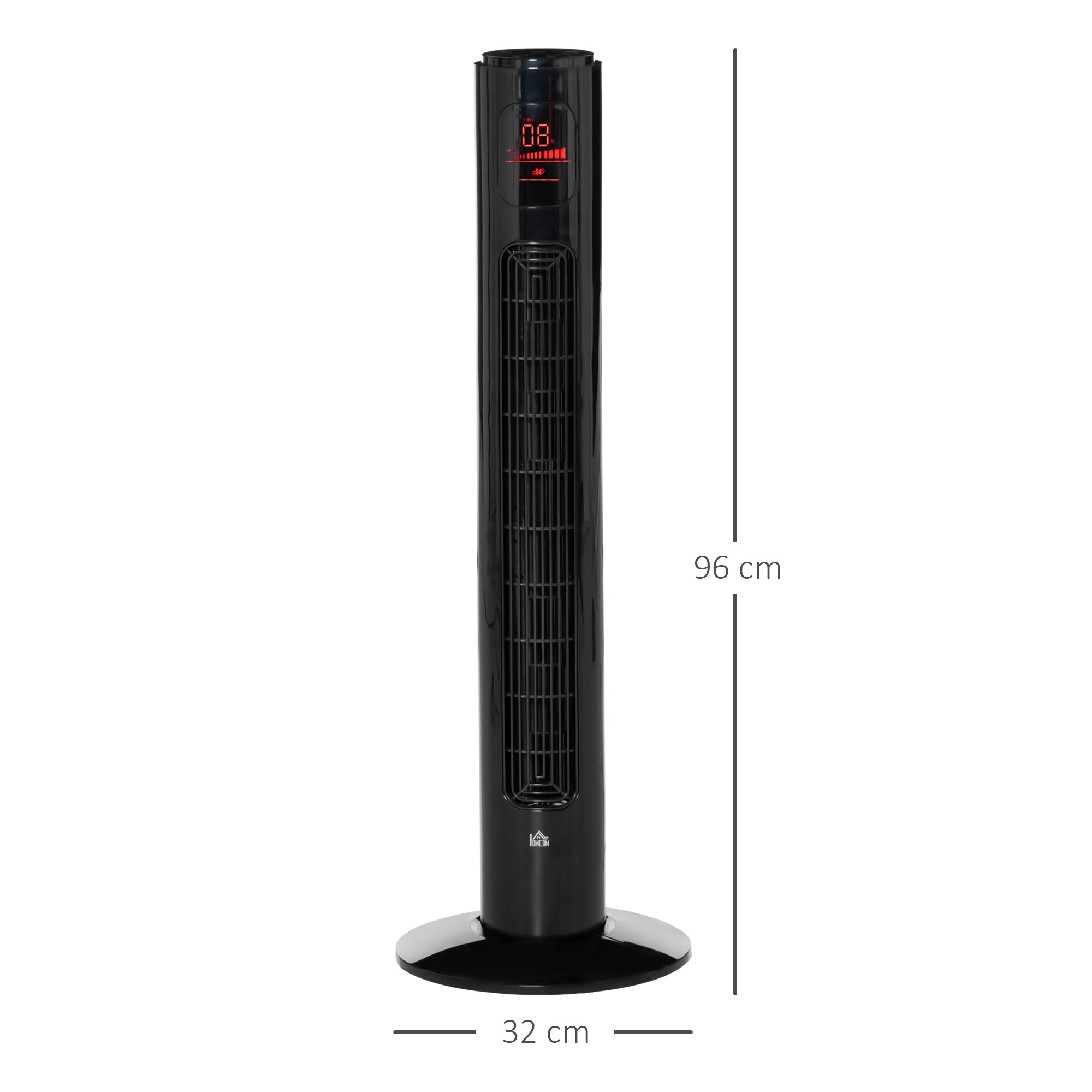 HOMCOM 38'' Freestanding Tower Fan, 3 Speed 3 Mode, 12h Timer, 70 Degree Oscillation, LED Panel, 5M Remote Controller, Black 