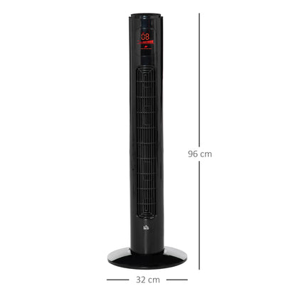 HOMCOM 38'' Freestanding Tower Fan, 3 Speed 3 Mode, 12h Timer, 70 Degree Oscillation, LED Panel, 5M Remote Controller, Black 
