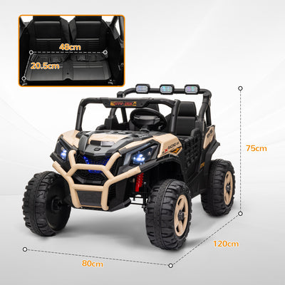 AIYAPLAY 24V 2 Seater Kids Electric Car with Remote Control, Suspension System,  Slow Start, 3 Speeds, for 3-8 Years, Khaki 