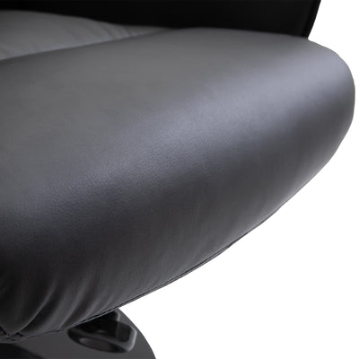 HOMCOM Swivel Recliner Chair with Footstool, PU Leather Armchair and Ottoman with High Back and Round Base for Living Room, Black 