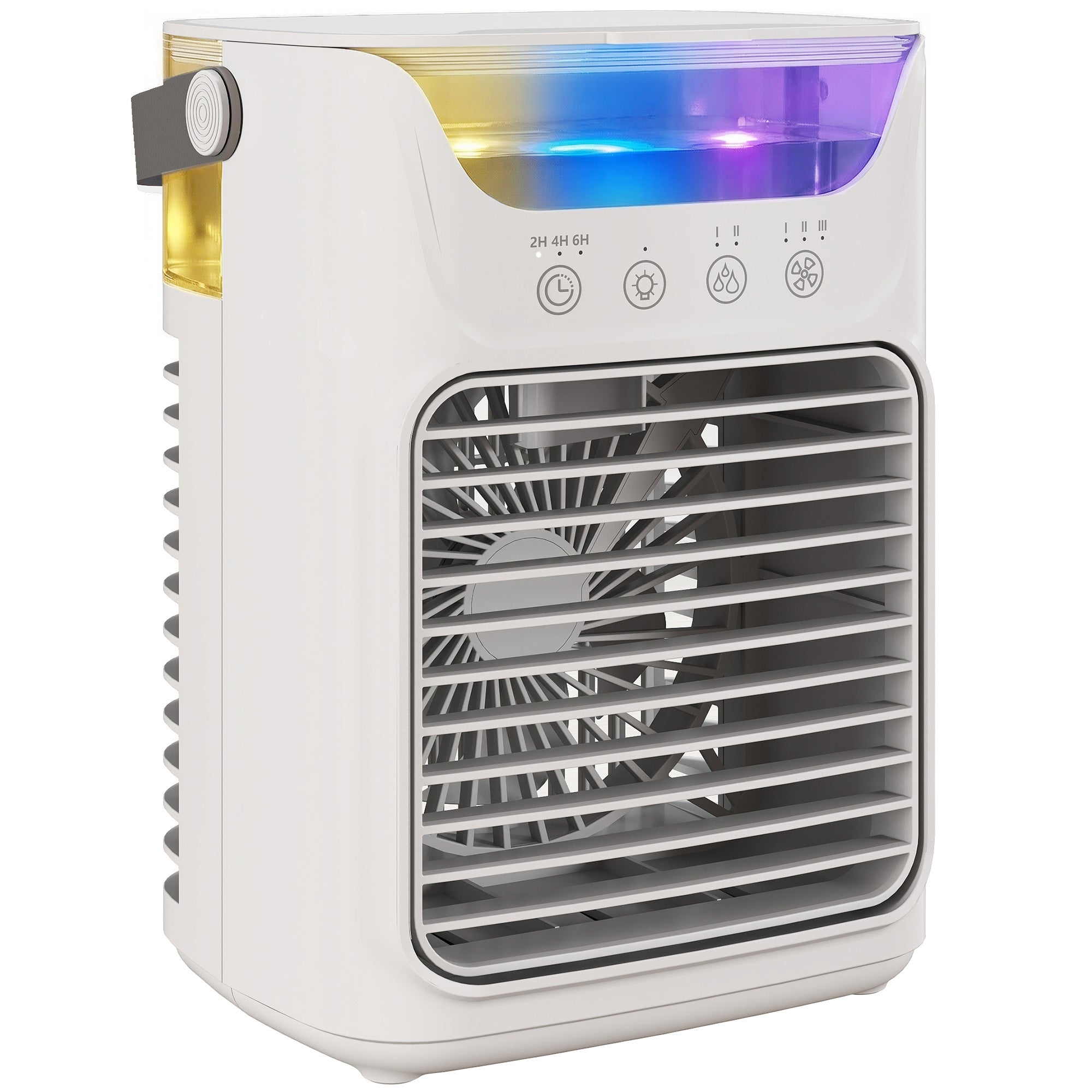 HOMCOM Air Cooler with Adjustable Head, Portable Air Conditioner with 3 Wind Speed, 2 Cool Mist, RGB Light, Grey 