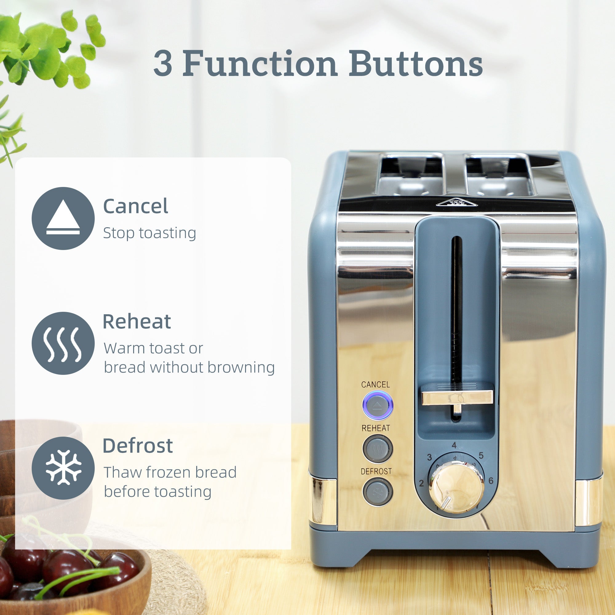HOMCOM Sleek Textured Kettle and Toaster Set - Blue 
