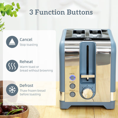 HOMCOM Sleek Textured Kettle and Toaster Set - Blue 