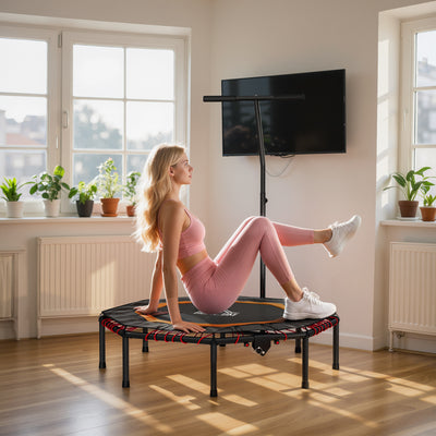 HOMCOM Fitness Trampoline, Bouncer with Adjustable Handle, Max Load 150 kg 