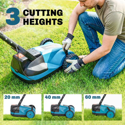 Outsunny 18V Cordless Lawnmower with 2 x 4Ah Batteries & Charger, Battery Lawn Mower with 21cm Cutting Width, 3 Cutting Heights 