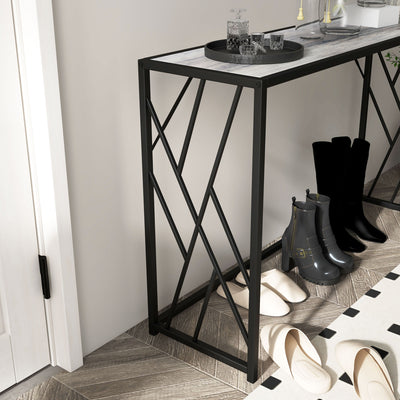 HOMCOM Console Table, Industrial Sofa Table with Metal Frame for Living Room, Hallway, 120\'c2\'a0cm, Grey 