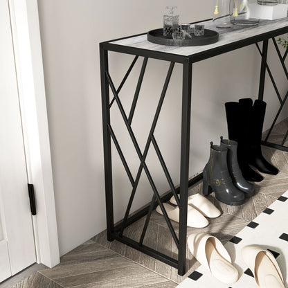 HOMCOM Console Table, Industrial Sofa Table with Metal Frame for Living Room, Hallway, 120\'c2\'a0cm, Grey 