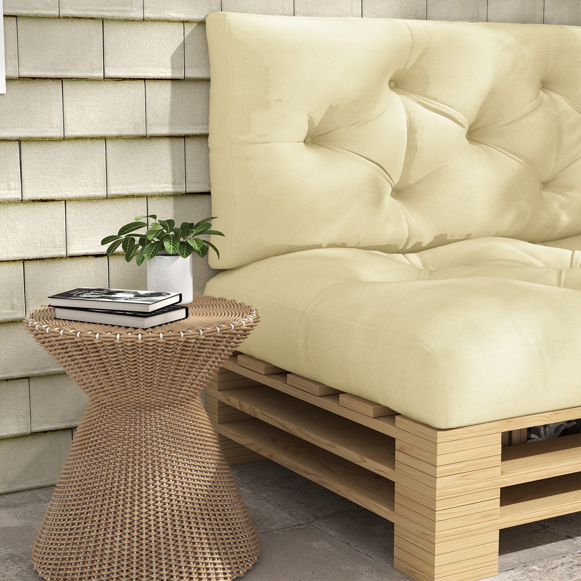 Outsunny Seat and Back Padded Pallet Cushion Set - Beige 
