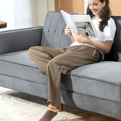 HOMCOM Velvet-Feel Three-Seater Sofa Bed - Dark Grey 