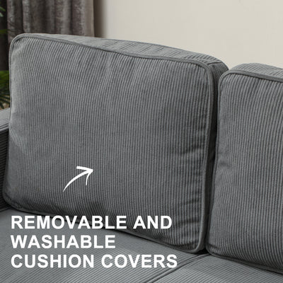 HOMCOM Small Two-Seater Corduroy Sofa - Grey 