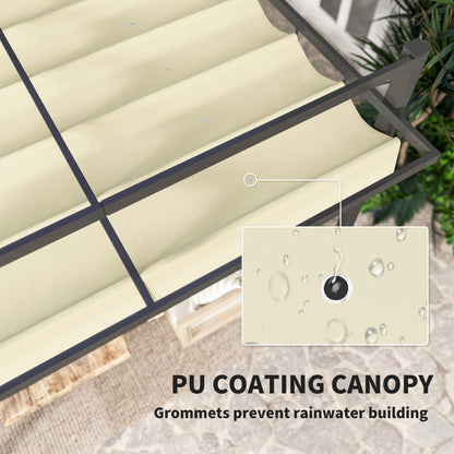 Outsunny 3 x 3m Aluminium Pergola, with Retractable Roof - Grey/Khaki 