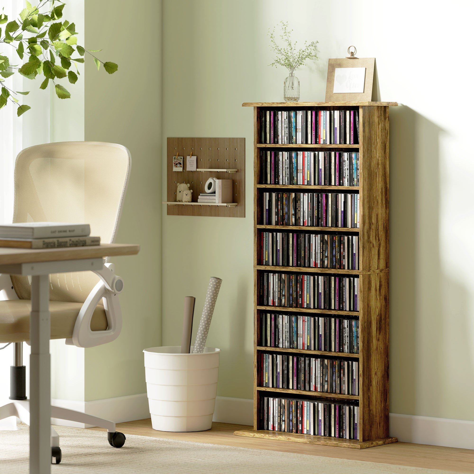 HOMCOM 360 CD Storage Unit - Rustic Brown 