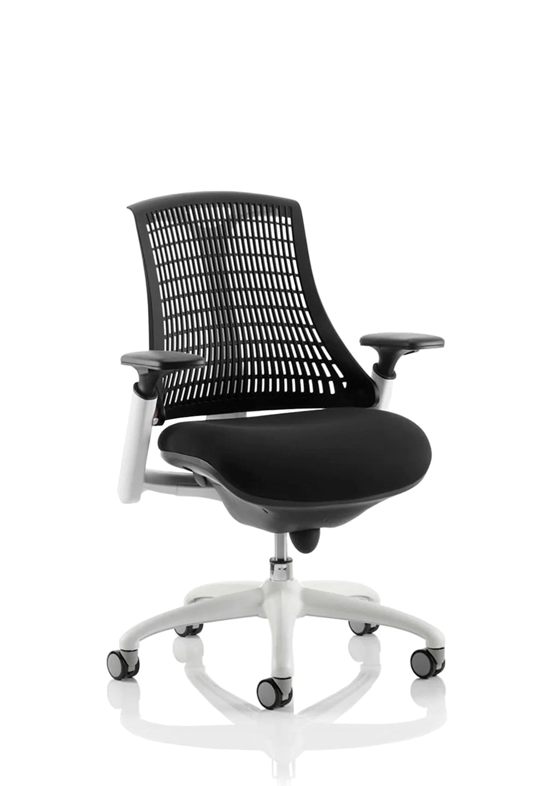 Flex Medium Back White Frame Task Operator Office Chair with Arms