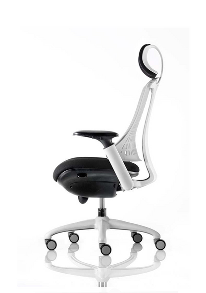 Flex Medium Back White Frame Task Operator Office Chair with Arms