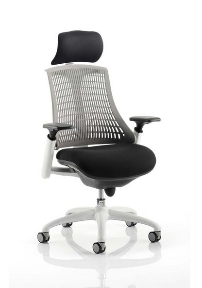 Flex Medium Back White Frame Task Operator Office Chair with Arms