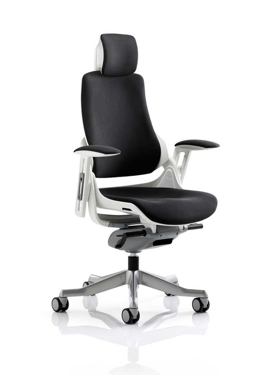 Zure High Back White Shell Executive Office Chair with Arms