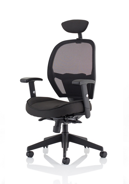 Denver High Mesh Back Black Task Operator Office Chair with Arms