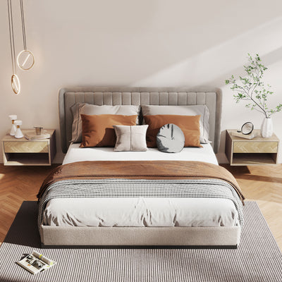 HOMCOM Set of Two Floating Bedside Tables - Natural Wood Finish 