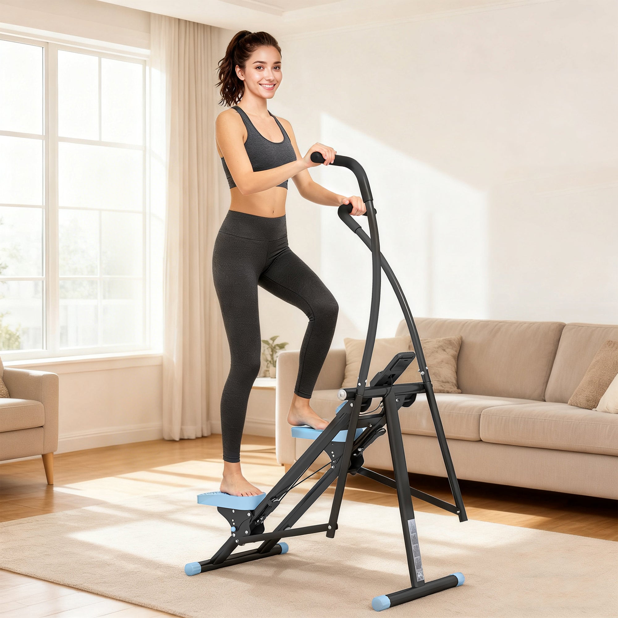 SPORTNOW Stair Stepper for Home Gym Exercise, Vertical Climber Machine with LCD Monitor & Adjustable Pedals for Workout 