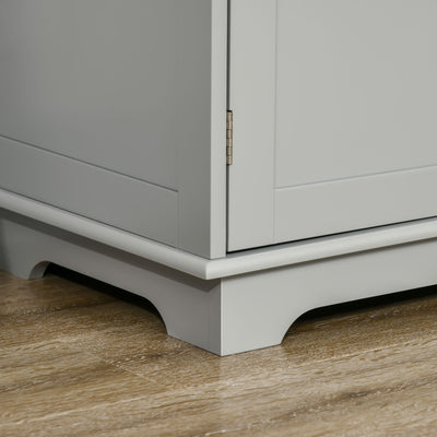 HOMCOM Sideboard with Rubberwood Top and Adjustable Shelves for Dining Room, Kitchen - Grey 