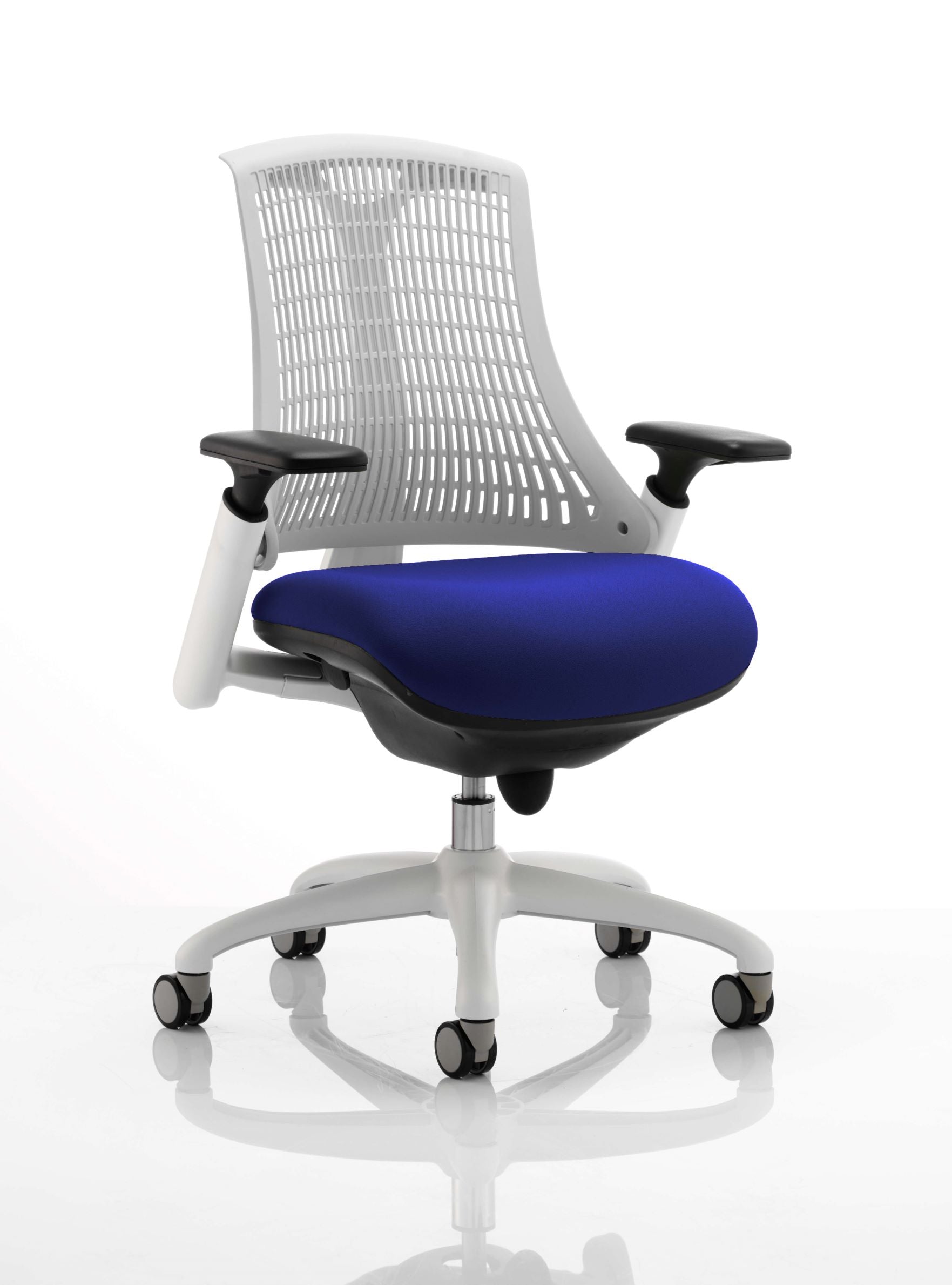 Flex Medium Back White Frame Task Operator Office Chair with Arms